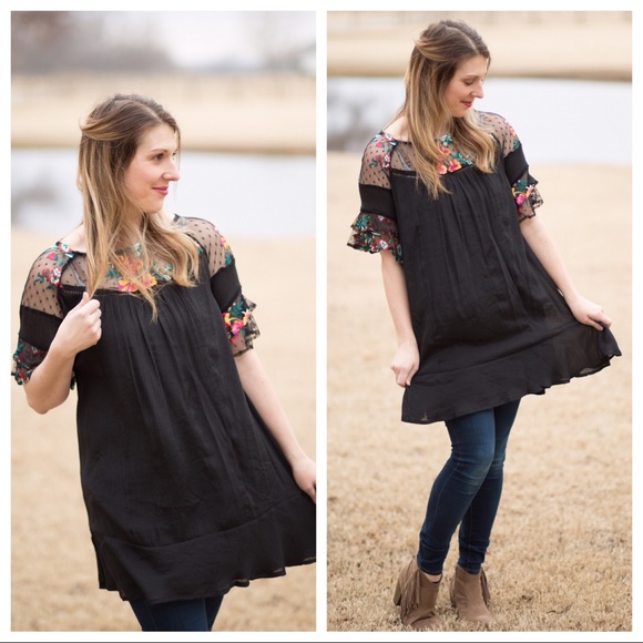 Embroidered Black Dress - Picture 3 of 3